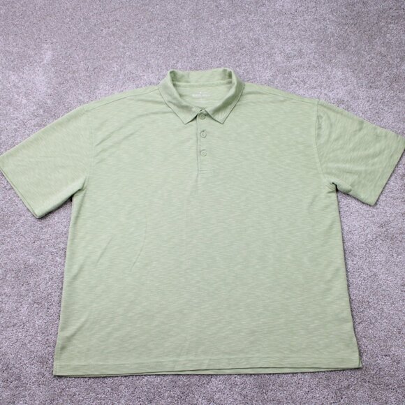 Burma Bibas Polo Shirt Mens Large Green Modal Rayon Polynosic/Polyester S/S - Picture 1 of 12